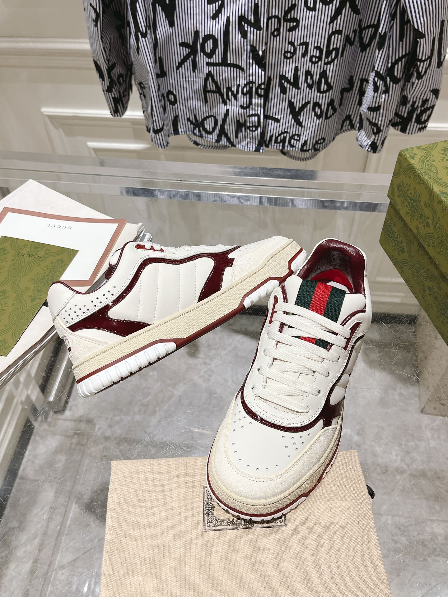 Gucci Vintage Low-Top Sneakers White/Burgundy