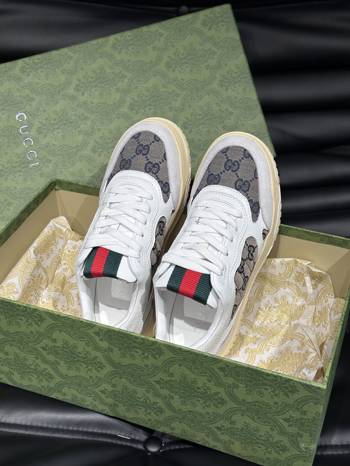 Gucci Re-Web GG Canvas Leather Sneakers White