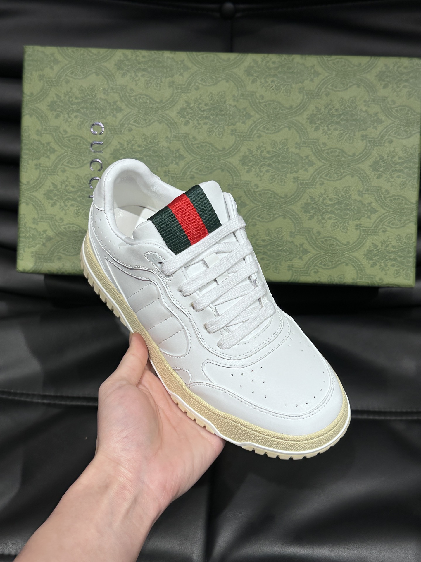 Gucci Re-Web Leather Sneakers White