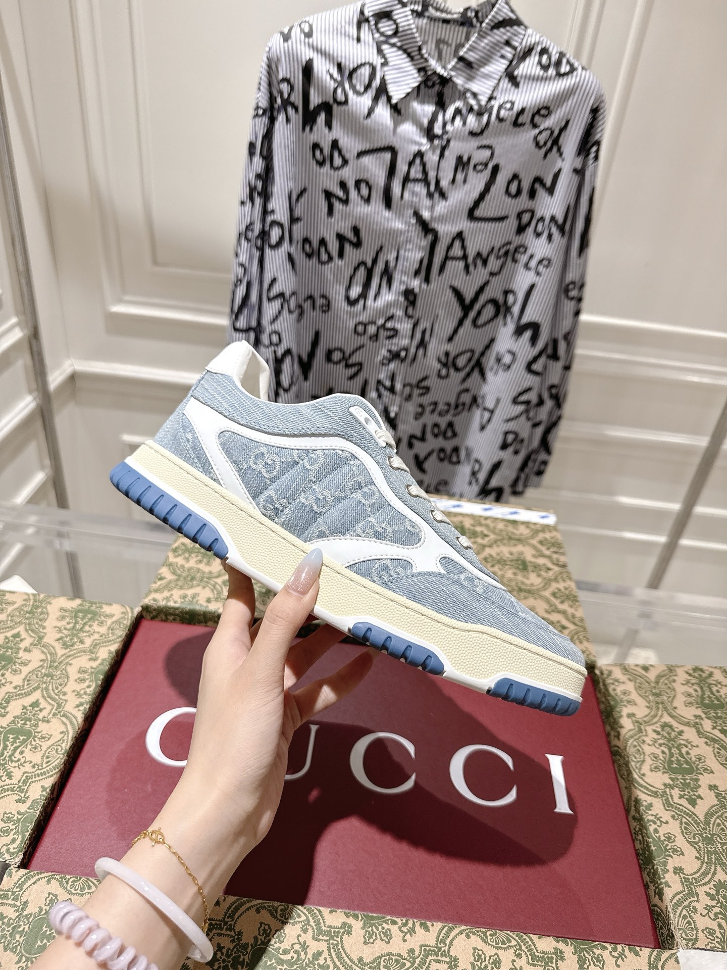 Gucci Vintage Denim GG Sneakers Blue