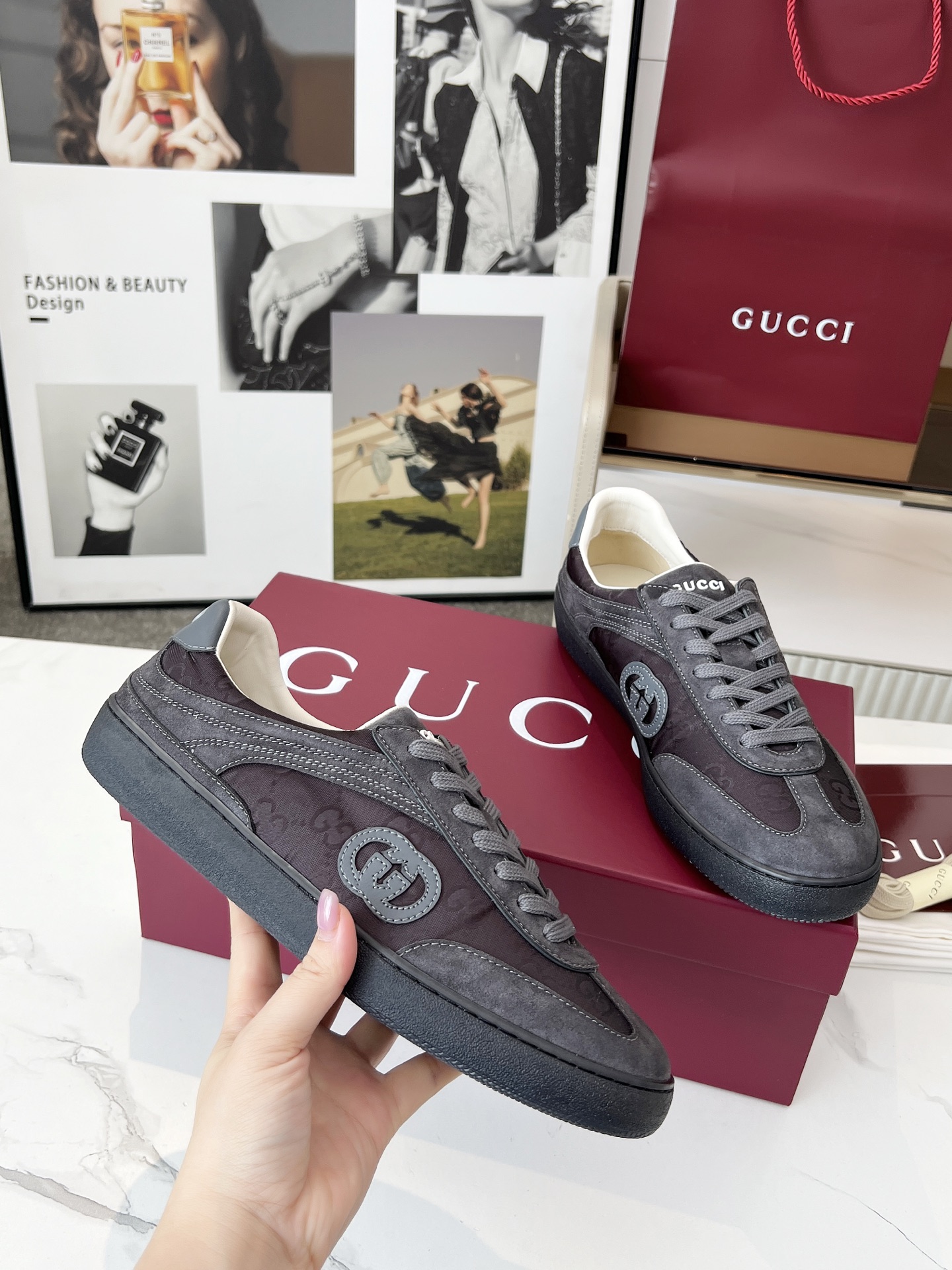 Gucci GG Trainer Sneakers Gray