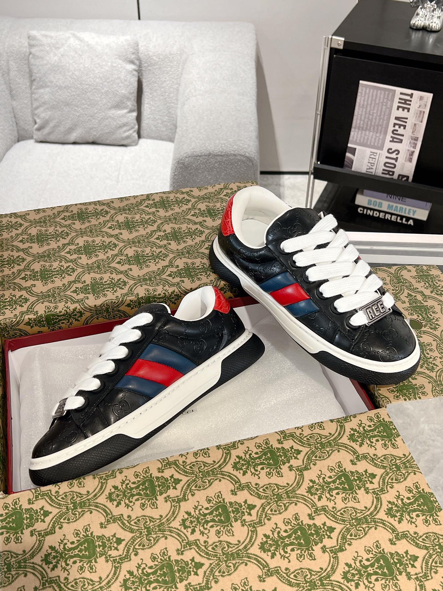 Gucci Ace Thick-Sole Sneakers Multicolor
