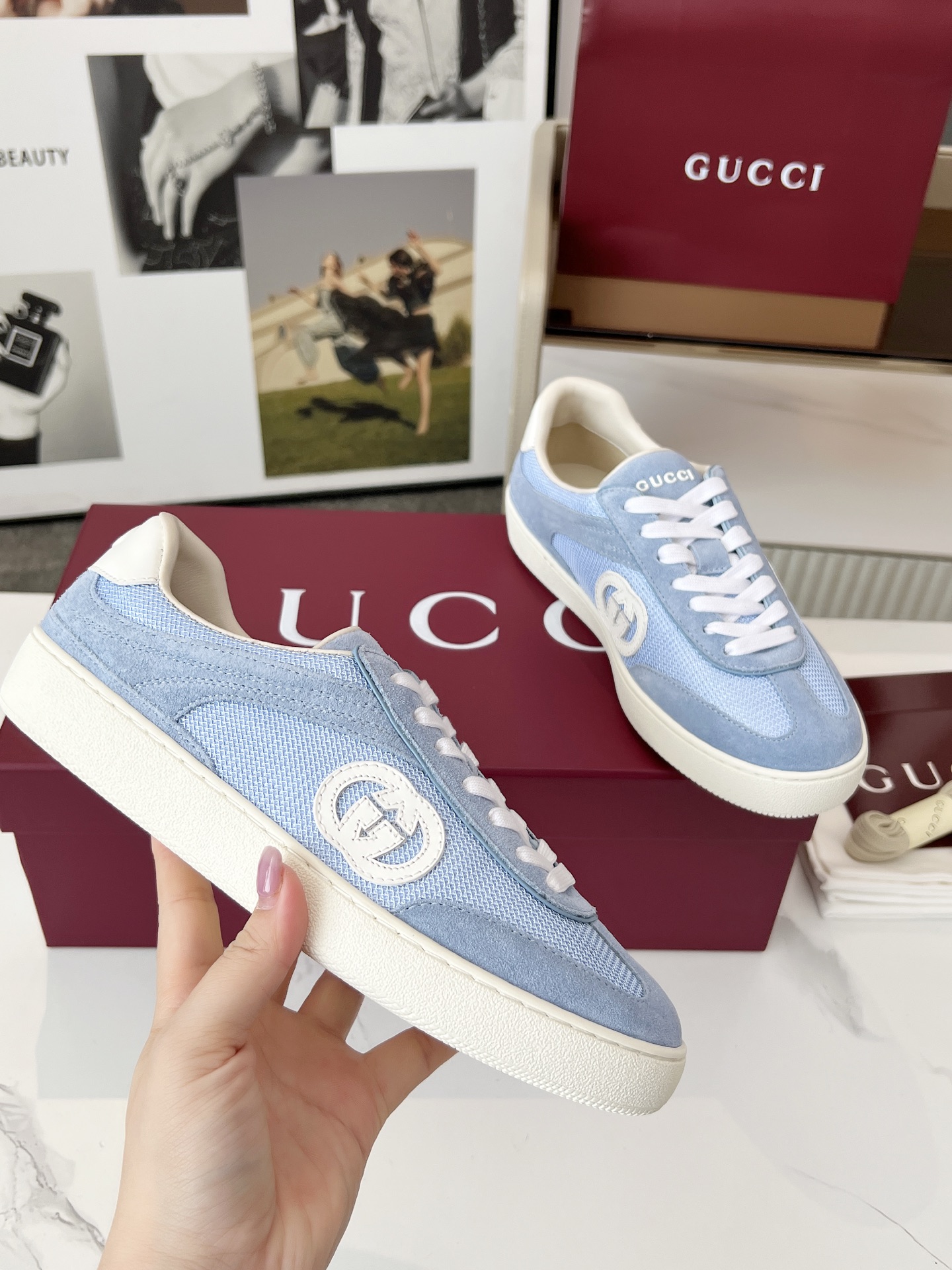 Gucci GG Trainer Sneakers Light Blue