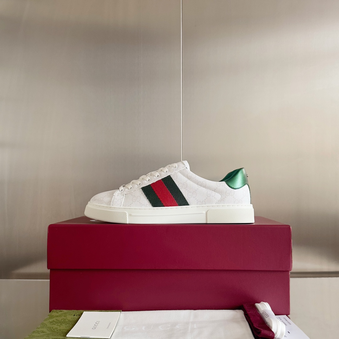 Gucci Ace GG Canvas Sneakers White/Green/Red