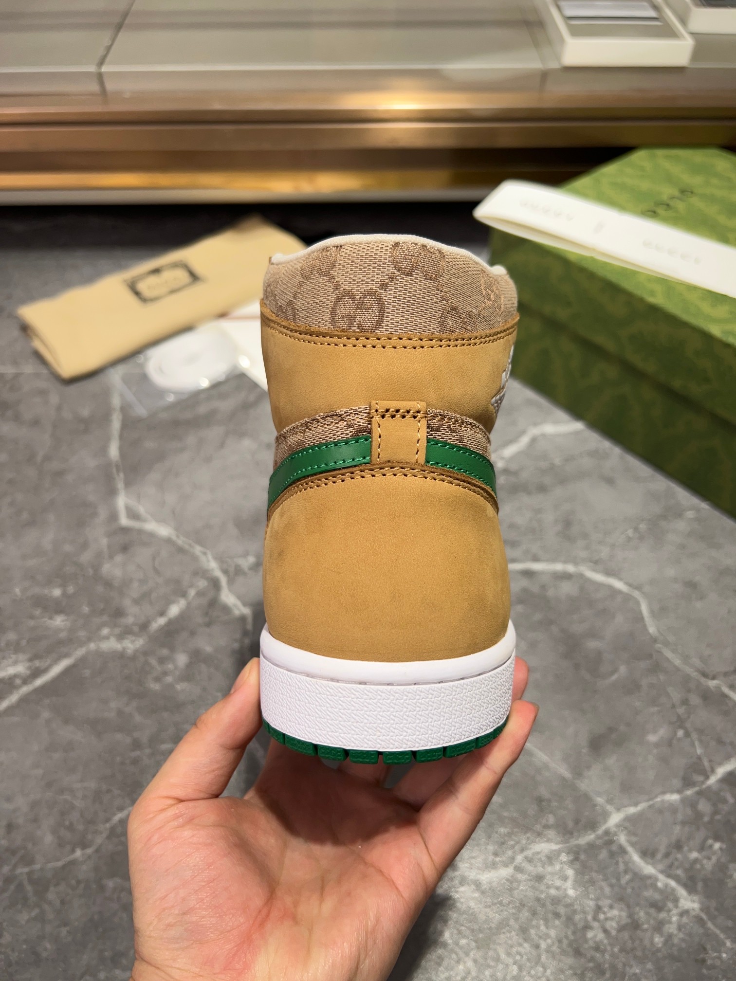Gucci GG Canvas High-Top Sneakers Tan Green
