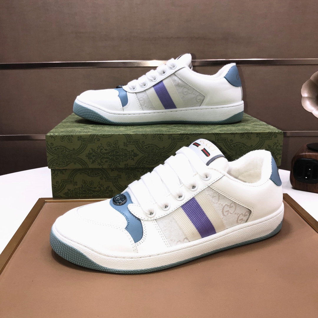 Gucci GG Canvas Low-Top Sneakers White/Blue