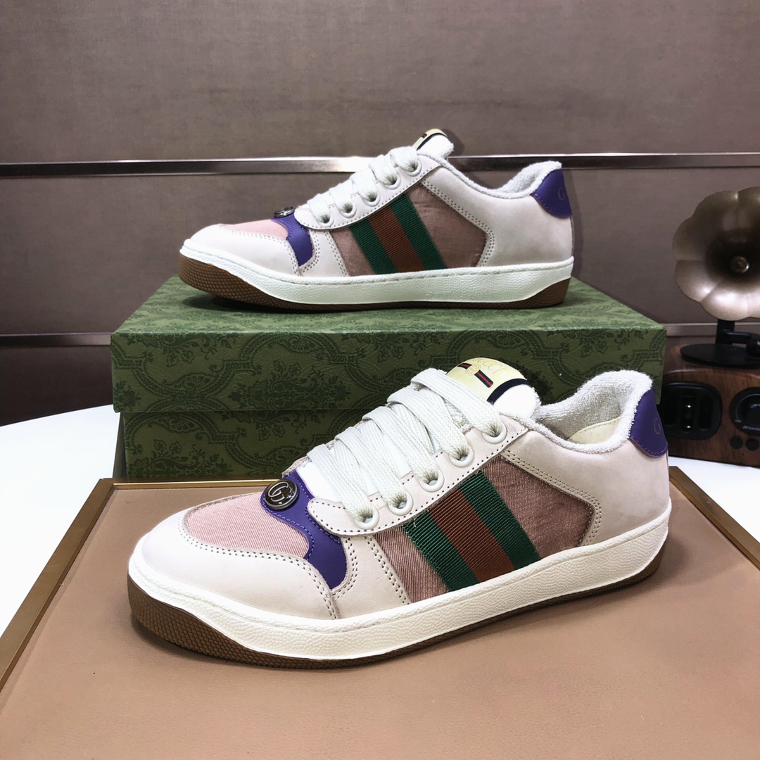 Gucci Web Stripe Low-Top Sneakers Beige Purple