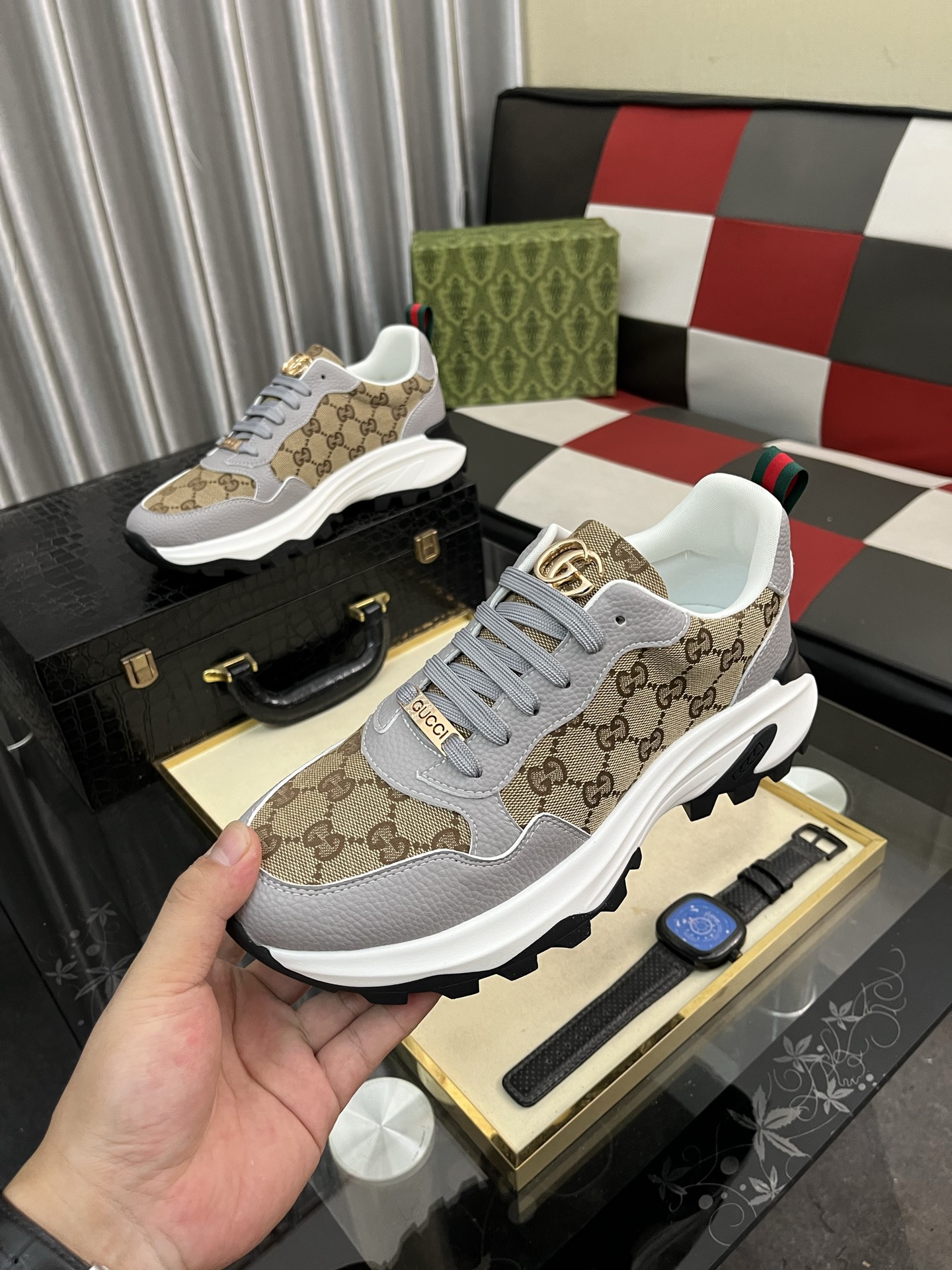Gucci GG Canvas Chunky Sneakers Beige