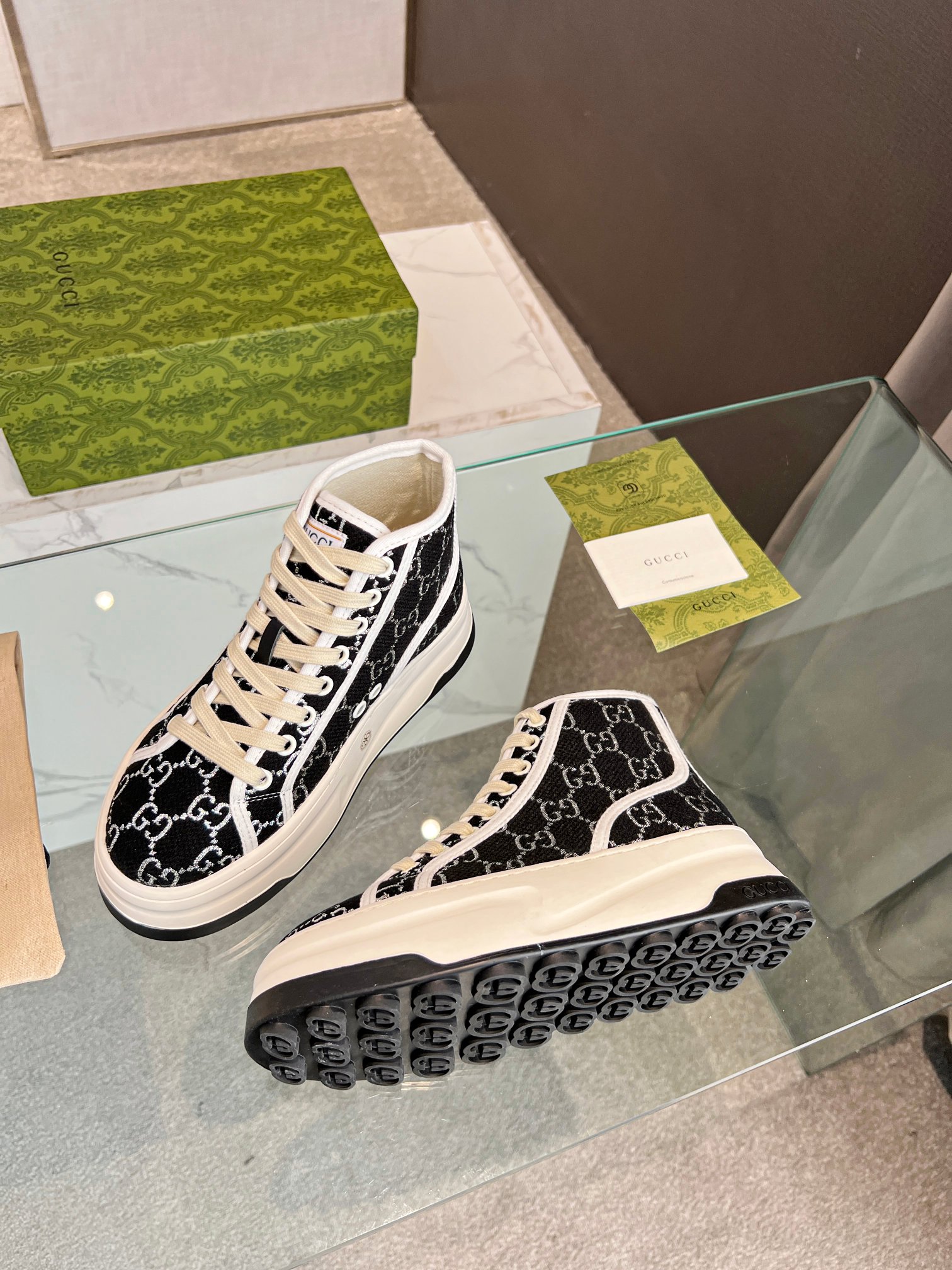Gucci GG Platform High-Top Sneakers Black