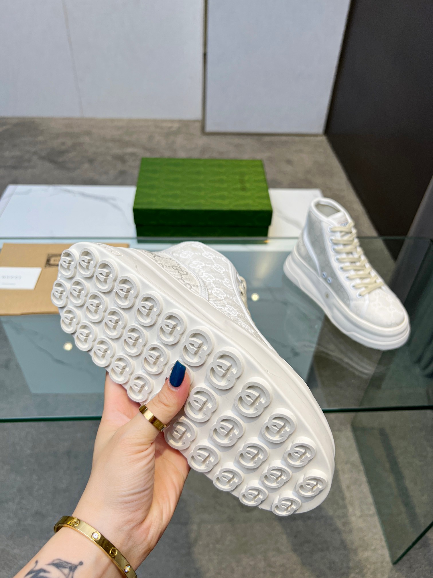 Gucci GG Platform High-Top Sneakers White