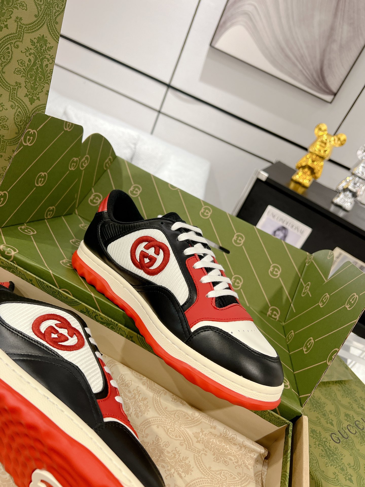 Gucci MAC80 Leather Sneakers Black Red