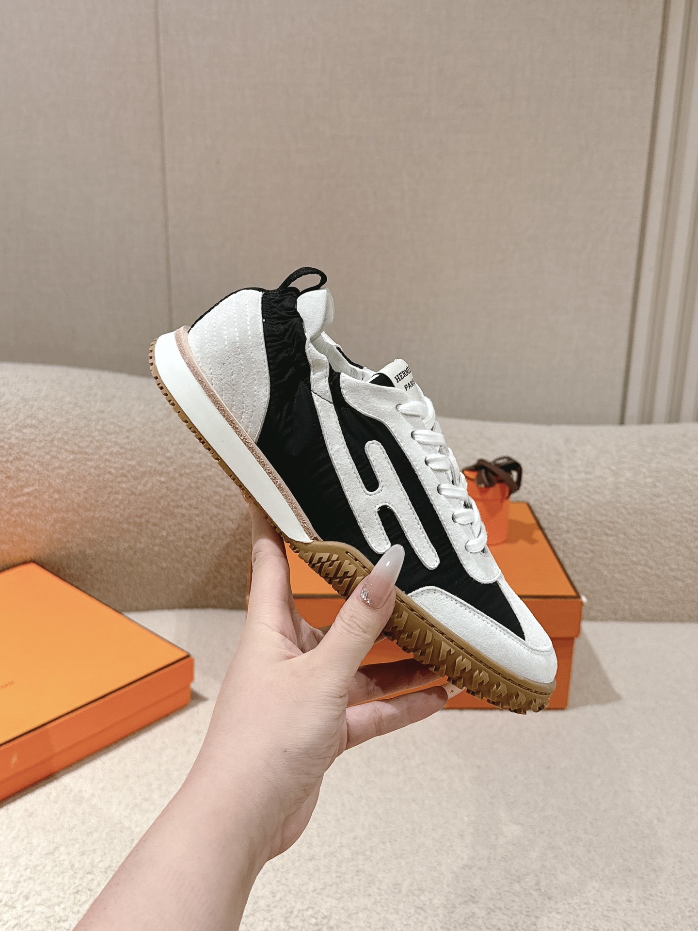 Hermes H-Detail Suede Sneakers Multicolor