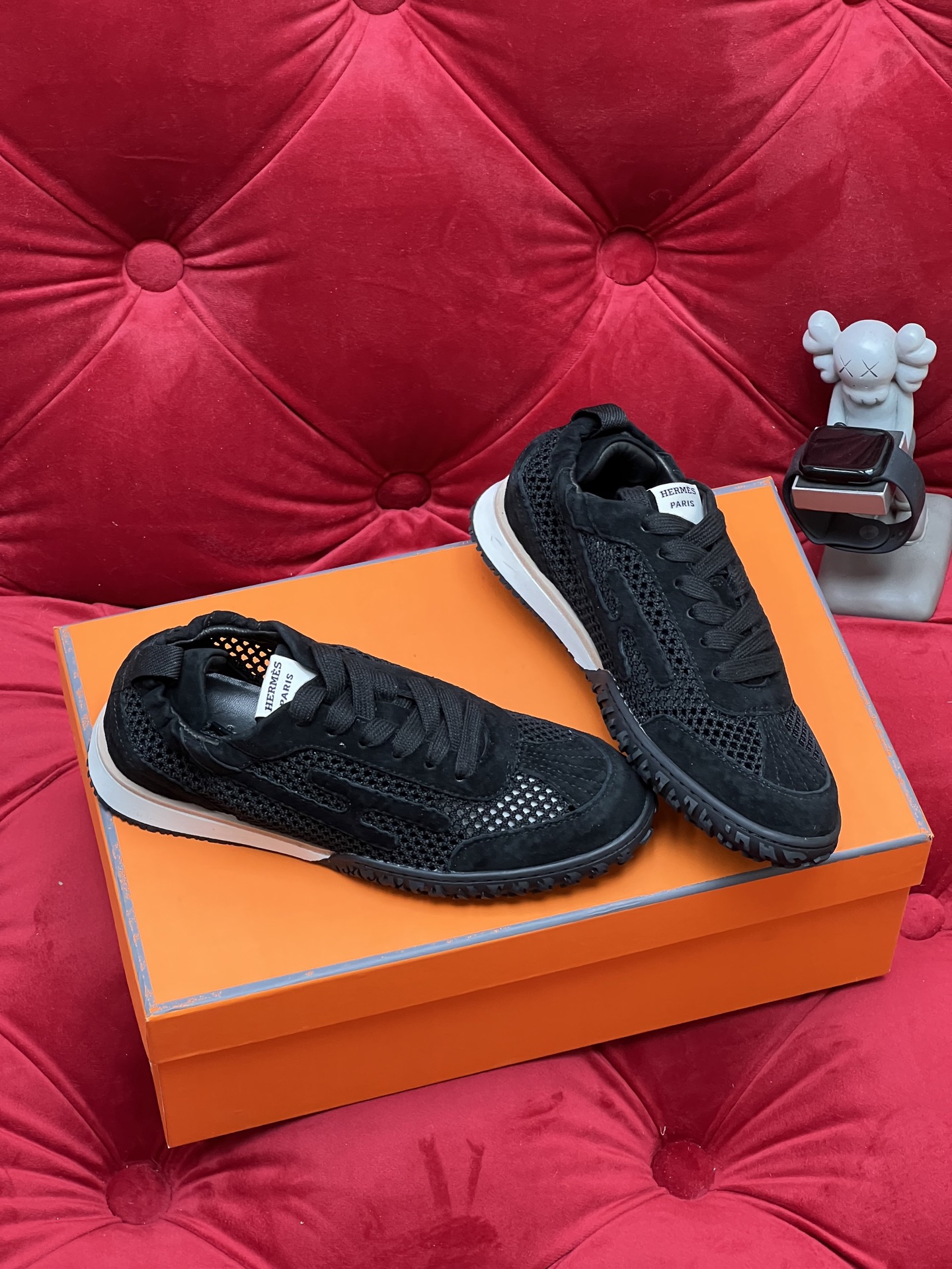 Hermes Jet Suede Mesh Sneakers Black