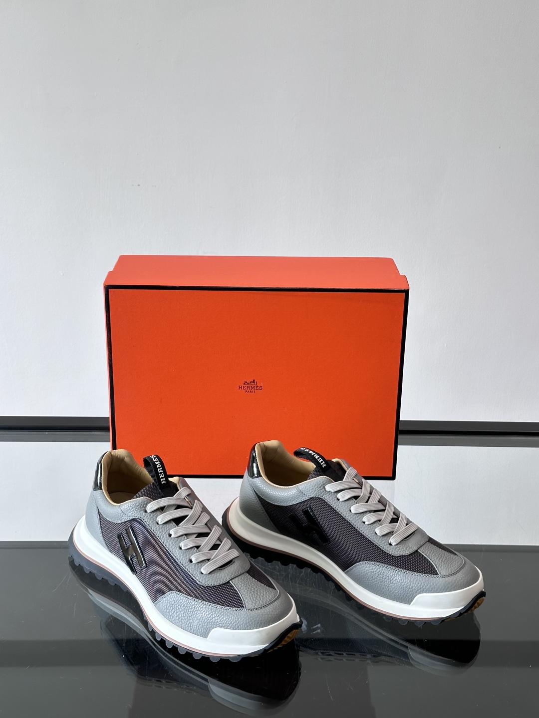 Hermes Hugo Platform Sneakers Grey/Black