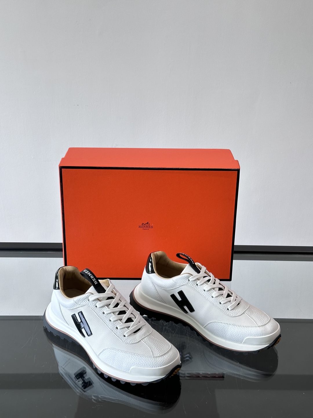 Hermes Hugo Platform Sneakers White
