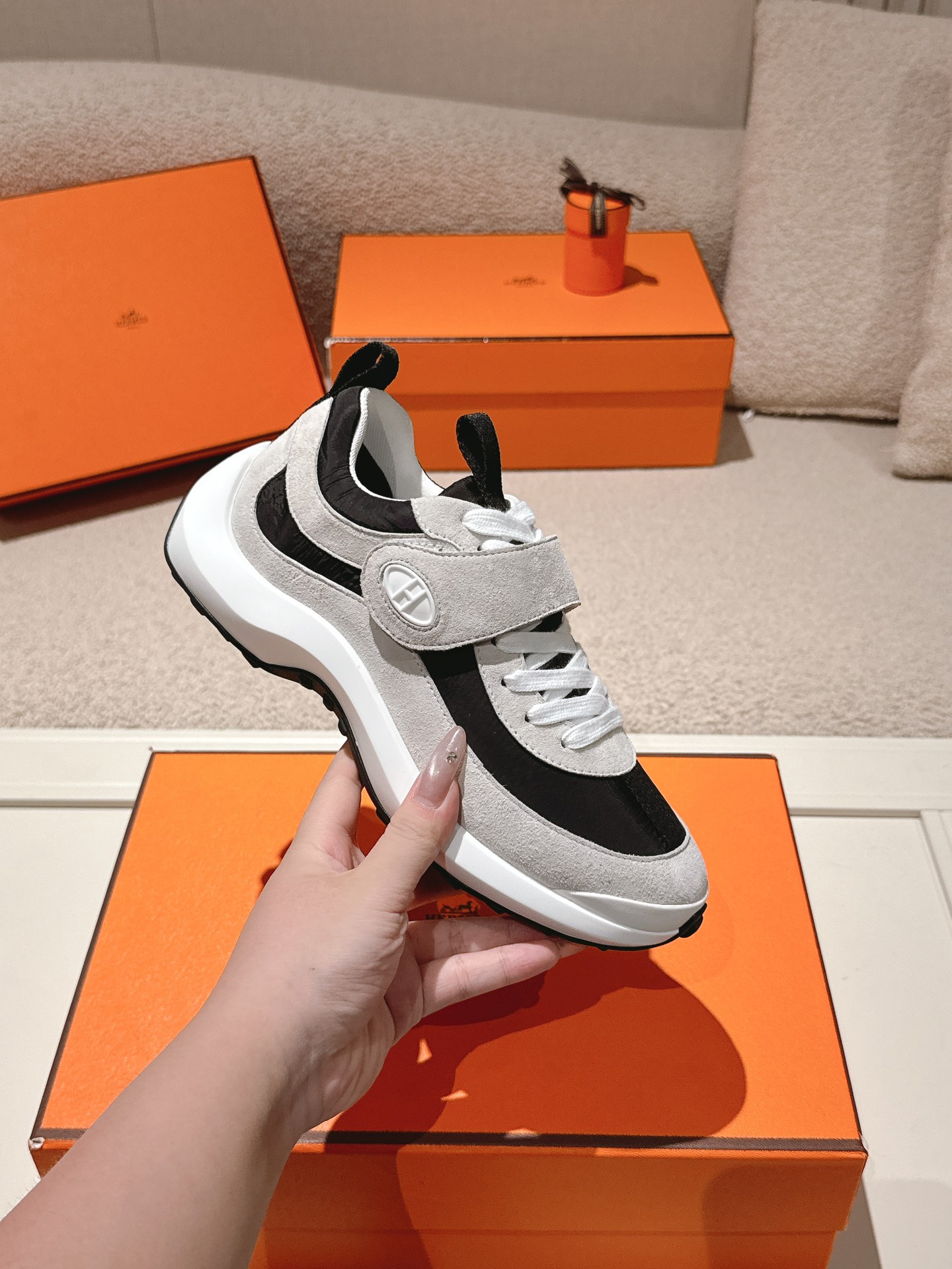 Hermes Couple Sport Sneakers Black/Grey
