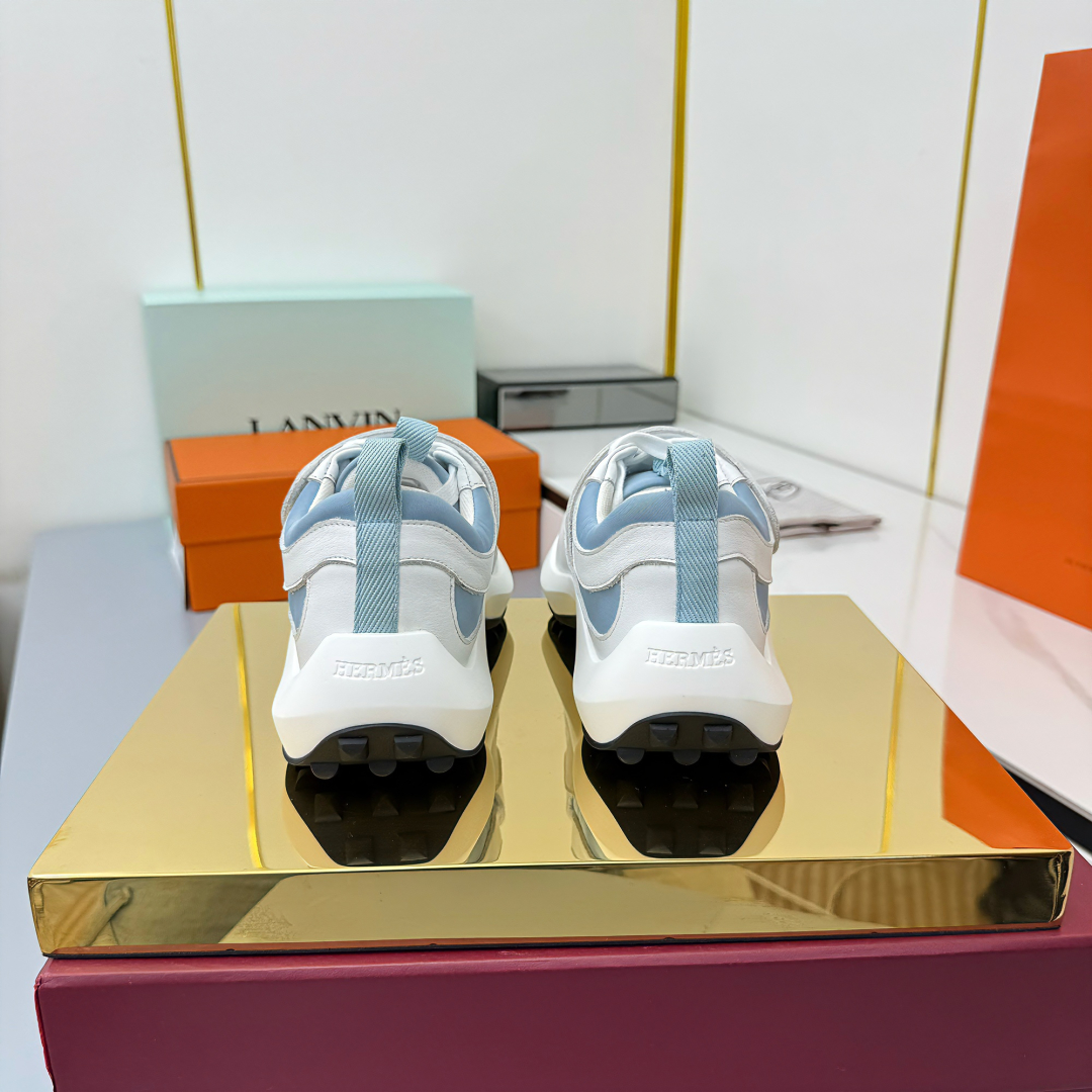 Hermes Loosneaker Leather Low-Top Sneakers Blue/White