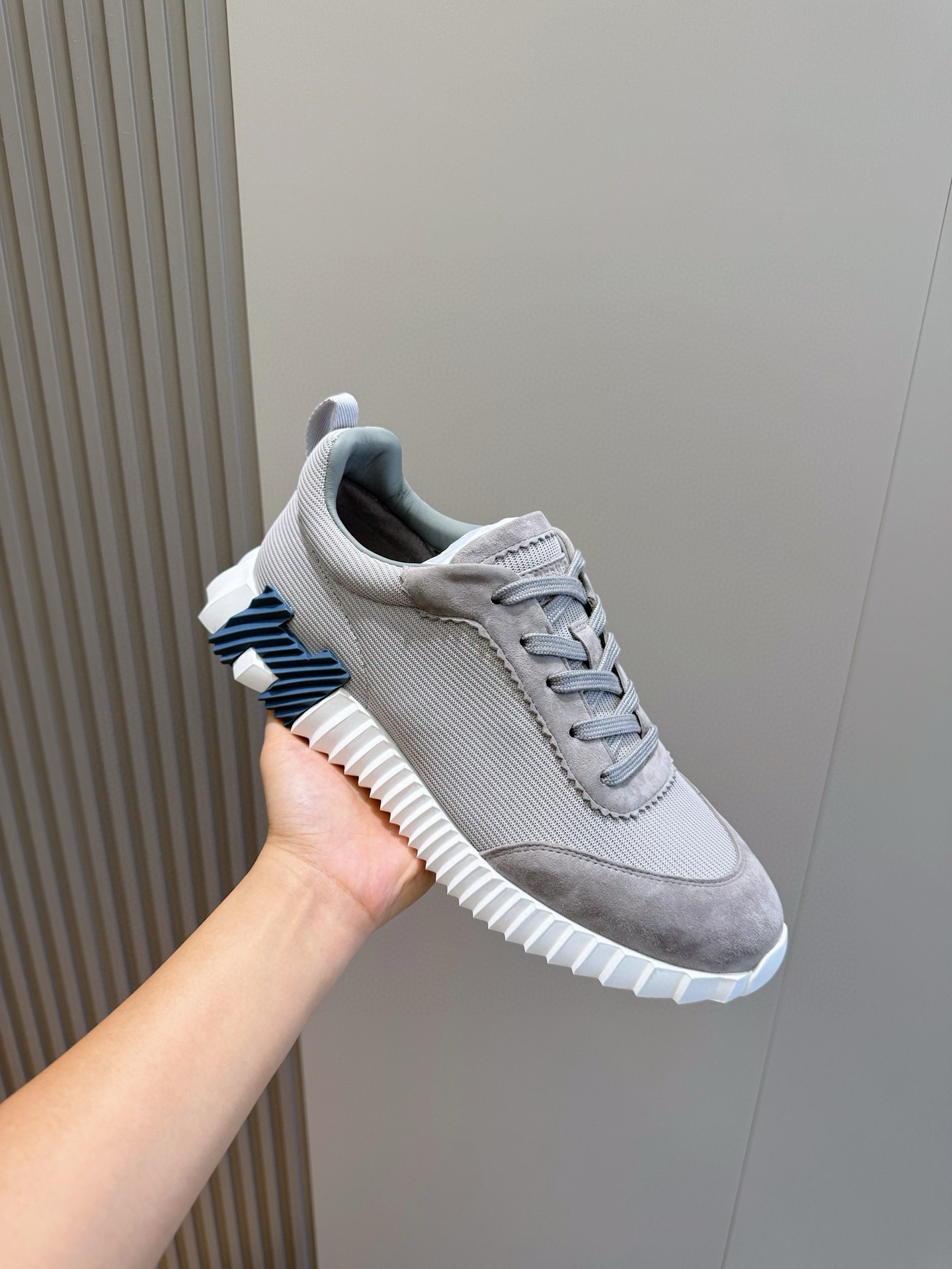 Hermes Bouncing Leather Sneaker Gray
