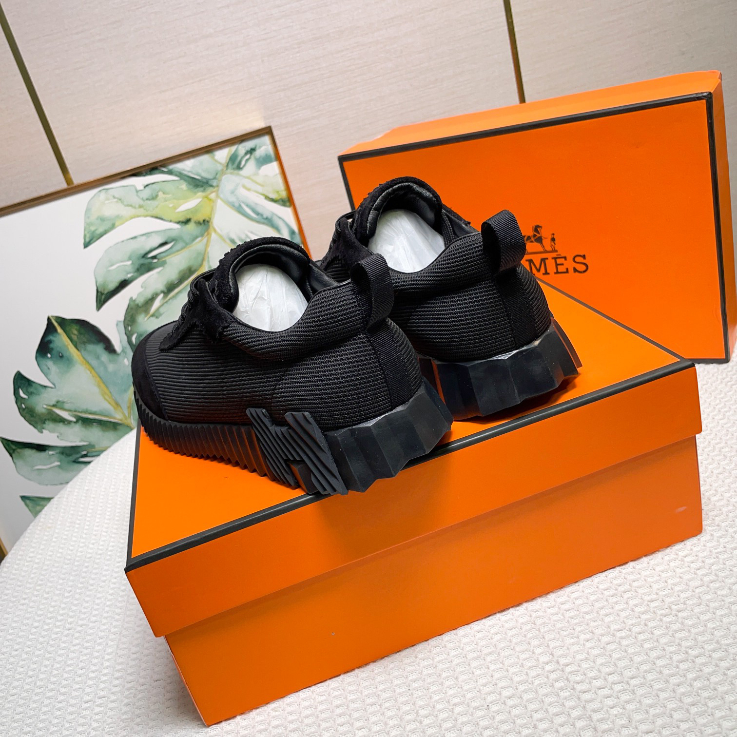 Hermes Canvas Suede H Sneaker Black