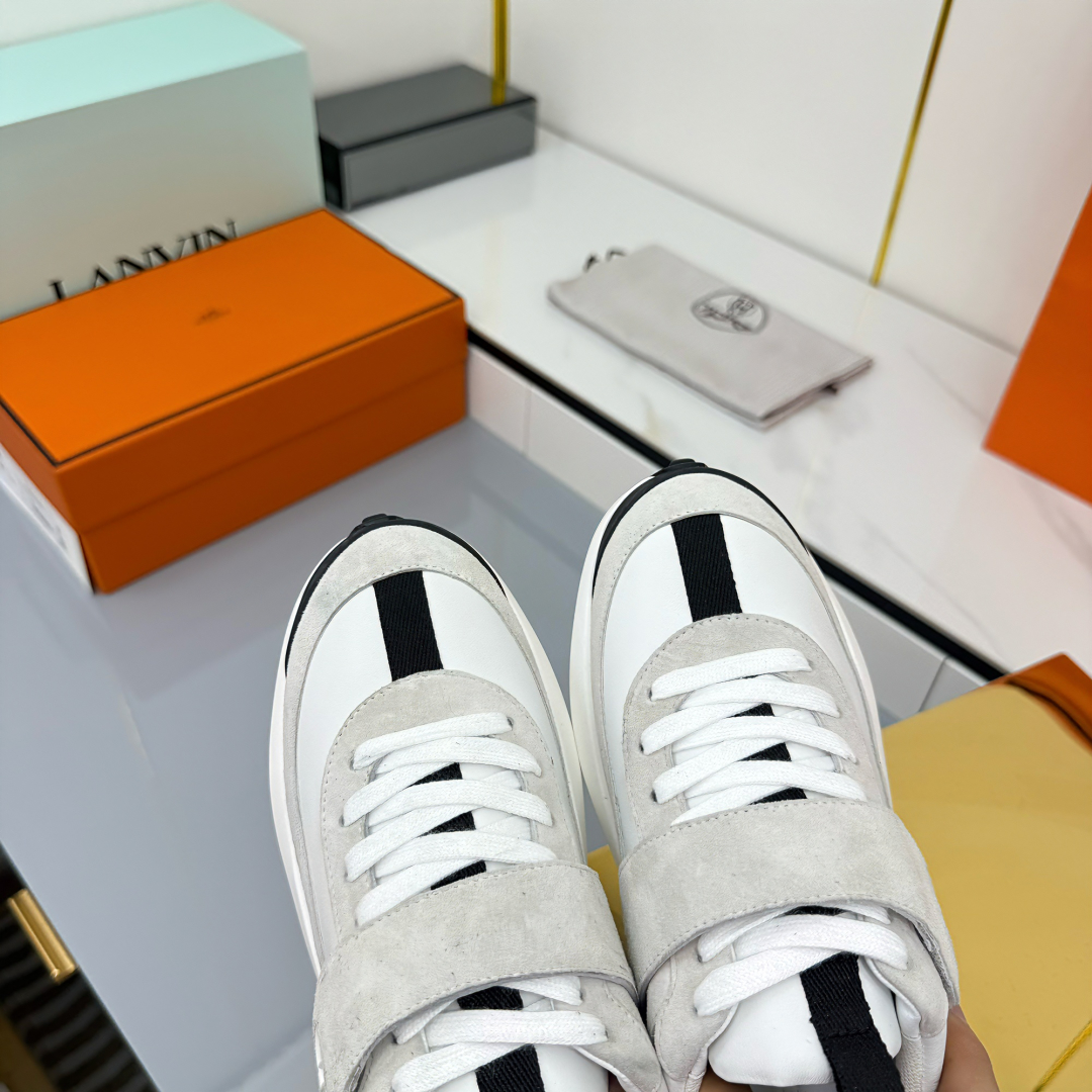 Hermes Loosneaker Velcro Sneakers White/Gray