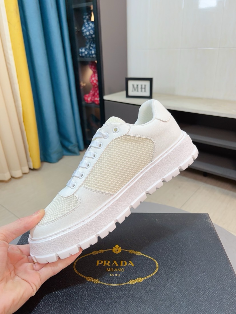 Prada Leather Mesh Sneakers Black