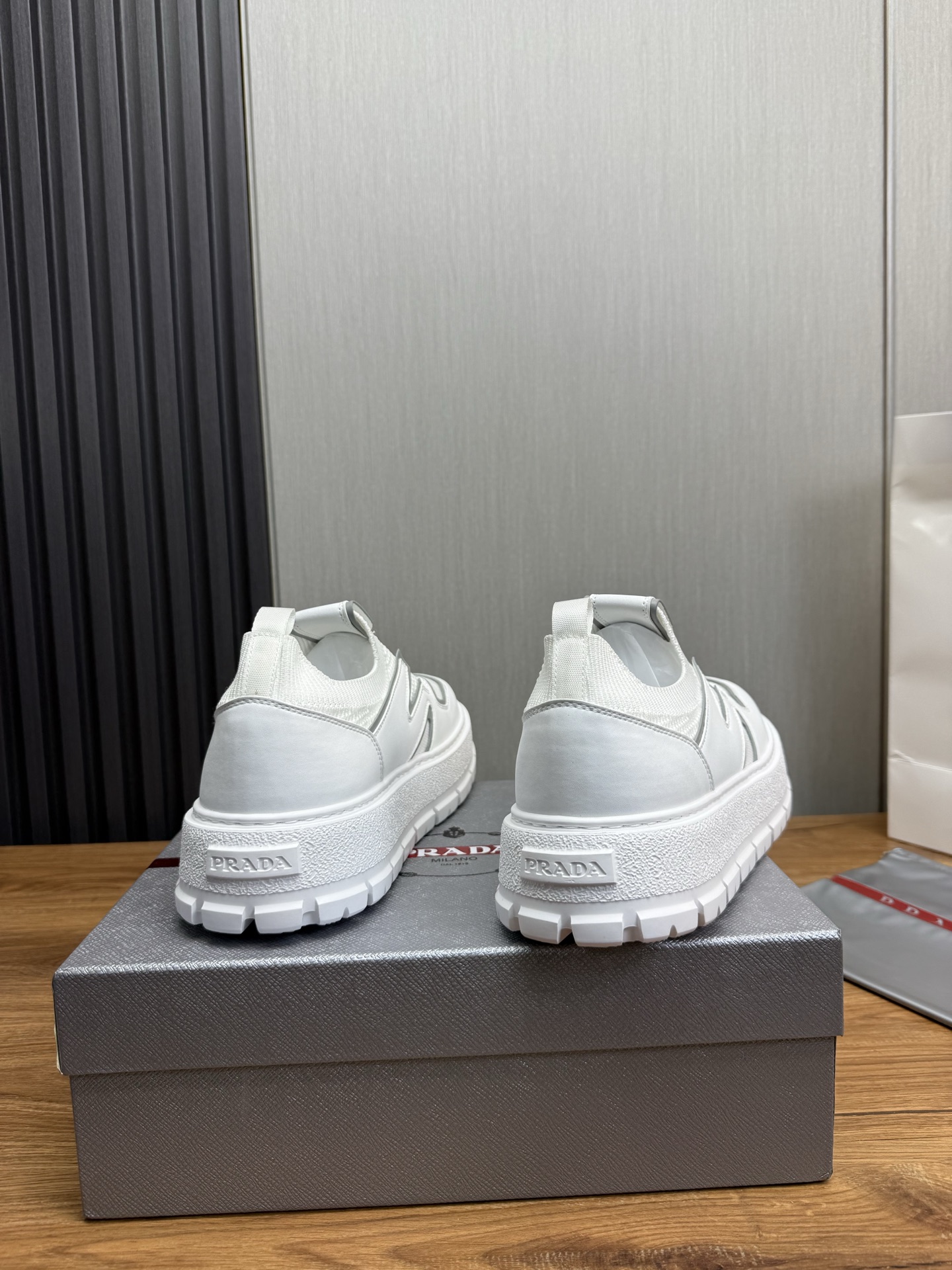 Prada Milano Mesh Slip-On Sneakers White