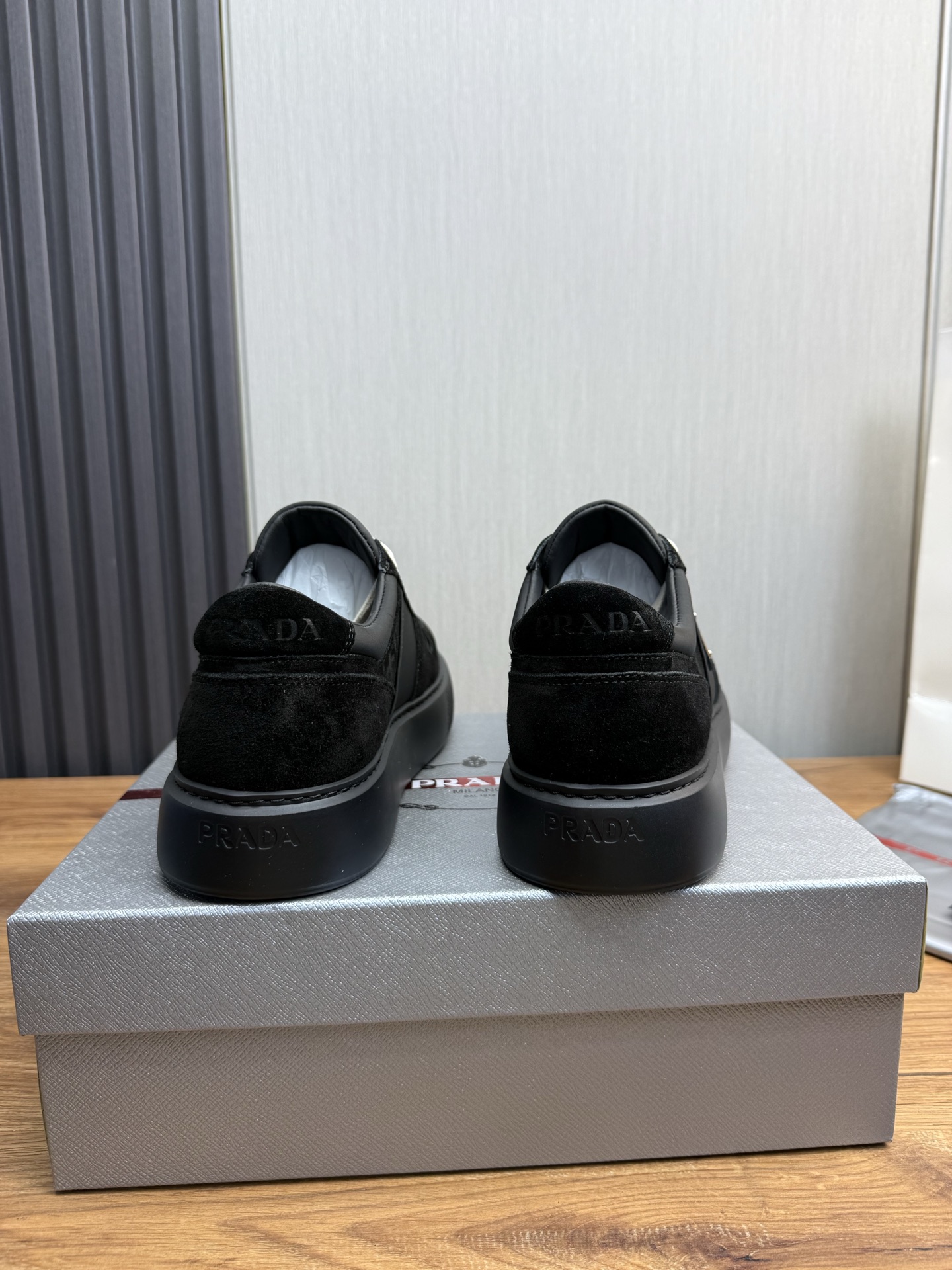 Prada Suede Leather Low-Top Sneakers Black