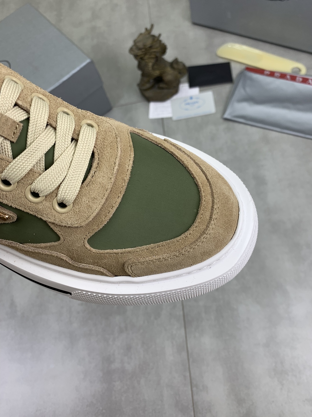 Prada Leather Suede Sneakers Multicolor