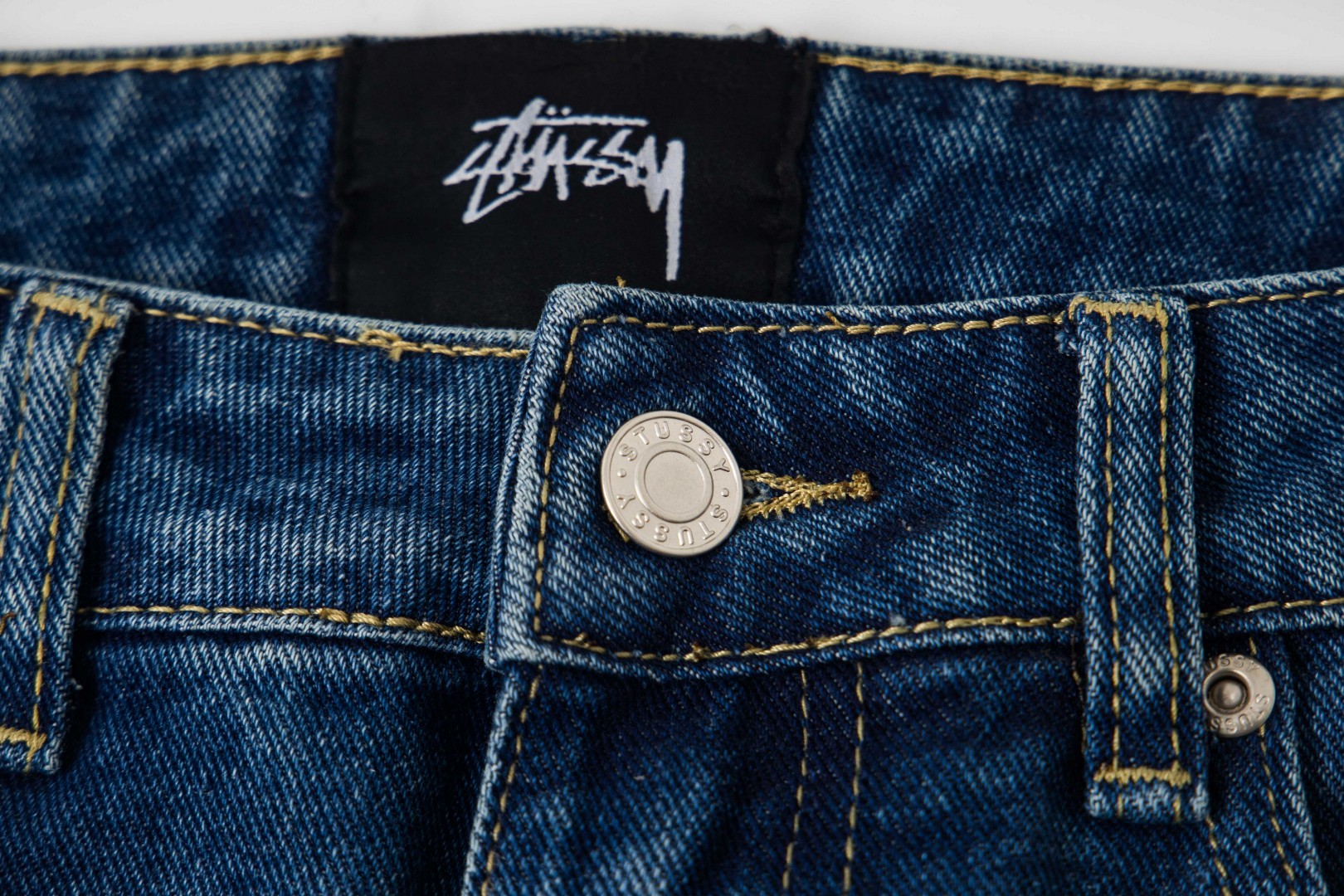 Stussy SS25 Logo Print Jeans Blue