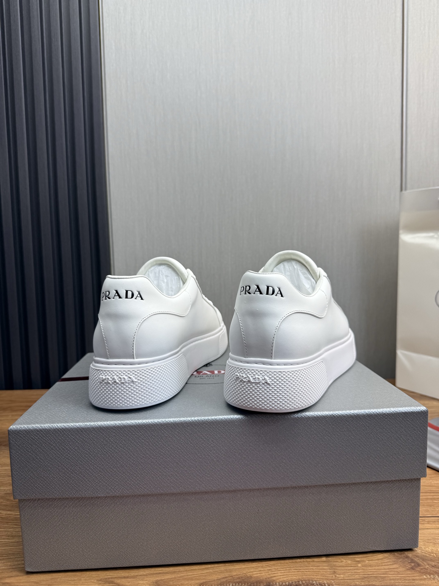 Prada Milano Leather Sneakers White