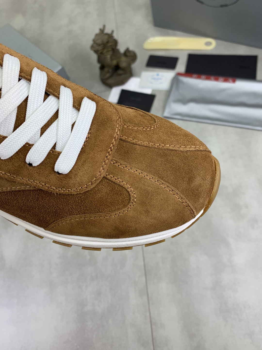 Prada Suede Low-Top Sneakers Brown