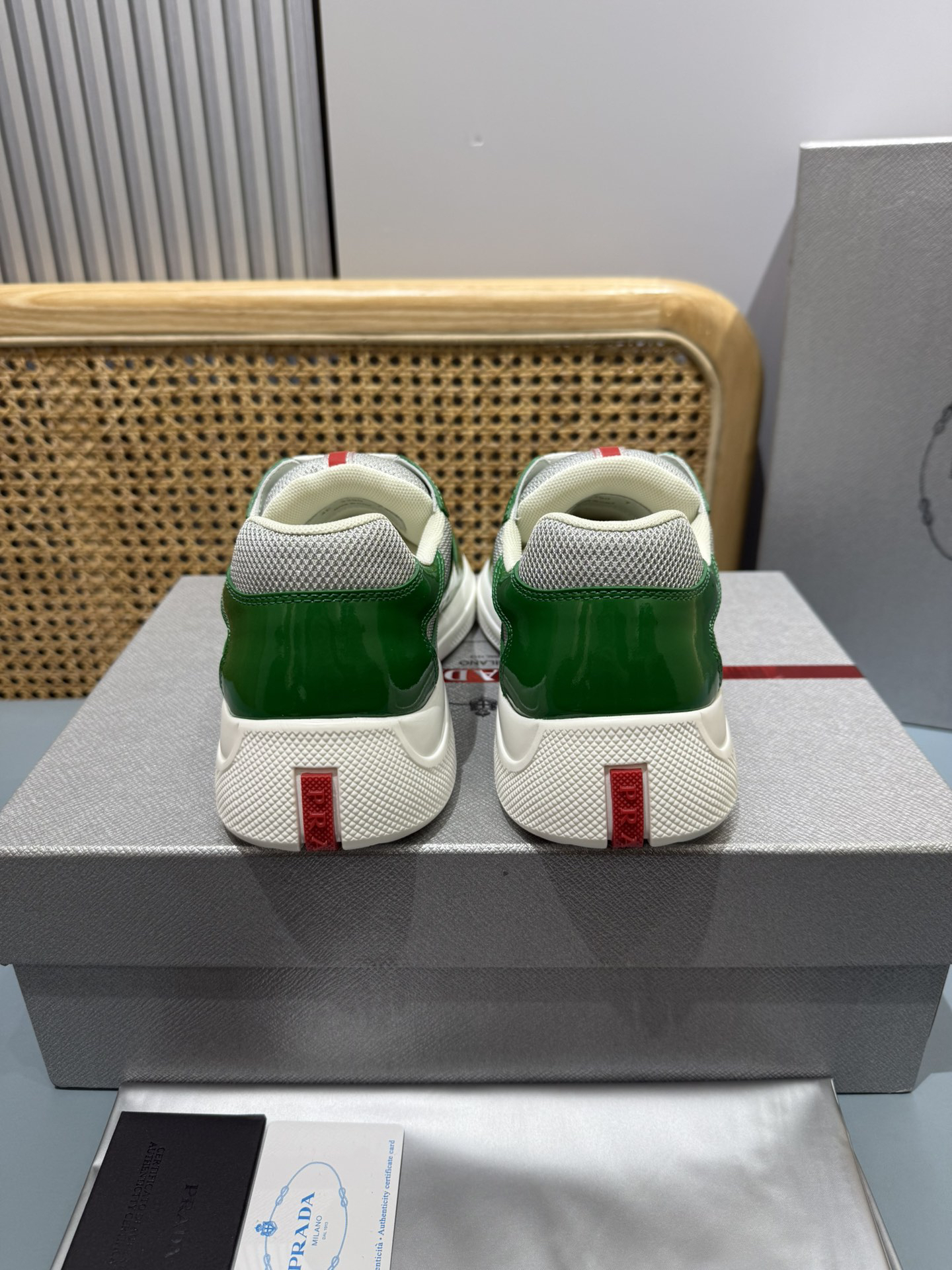 Prada Americas Cup Lace-Up Sneakers Green