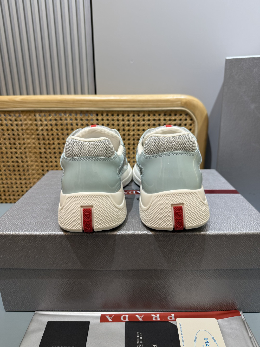 Prada Americas Cup Lace-Up Sneakers Light Blue