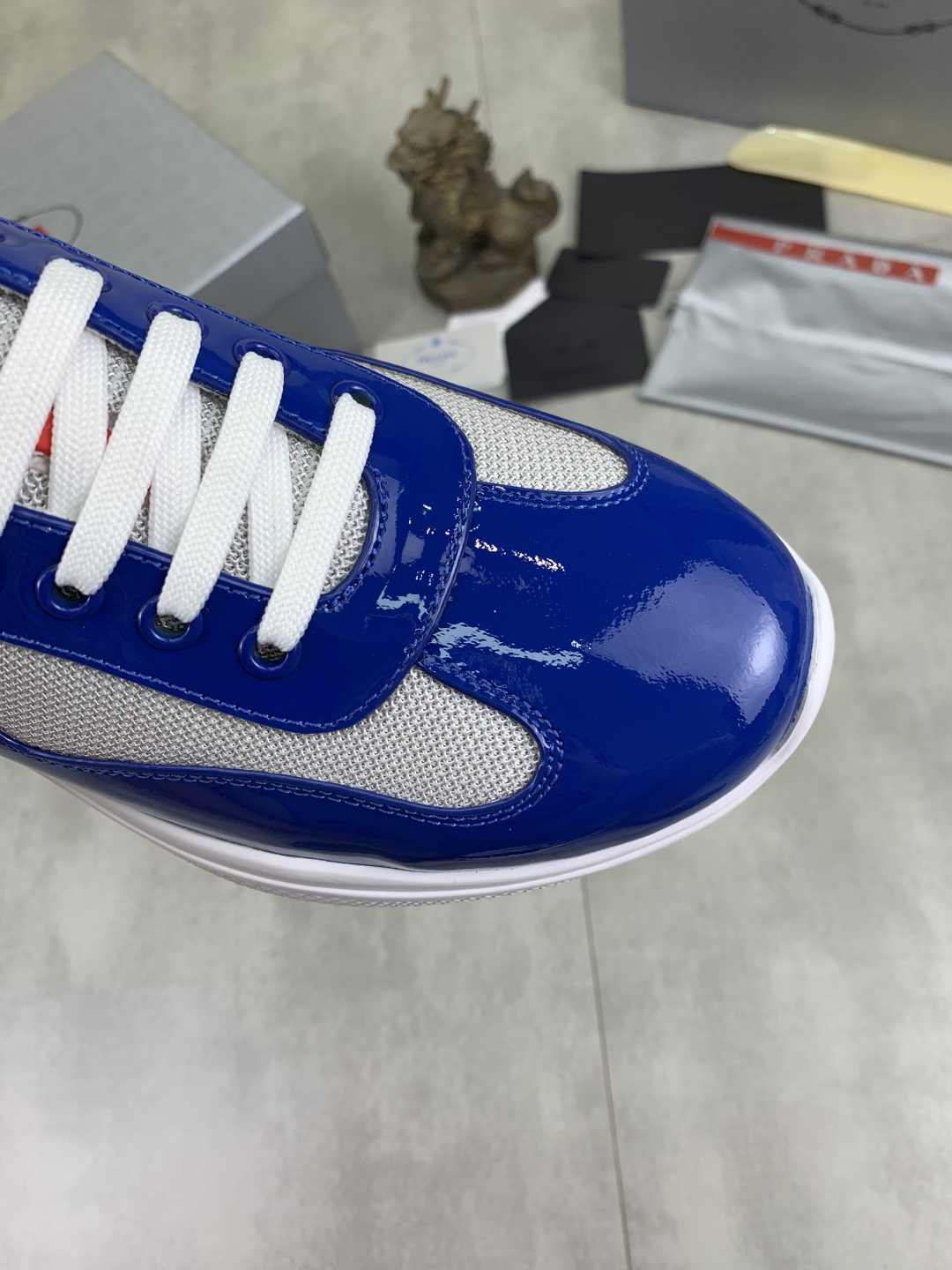 Prada Mesh Leather Sneakers Blue