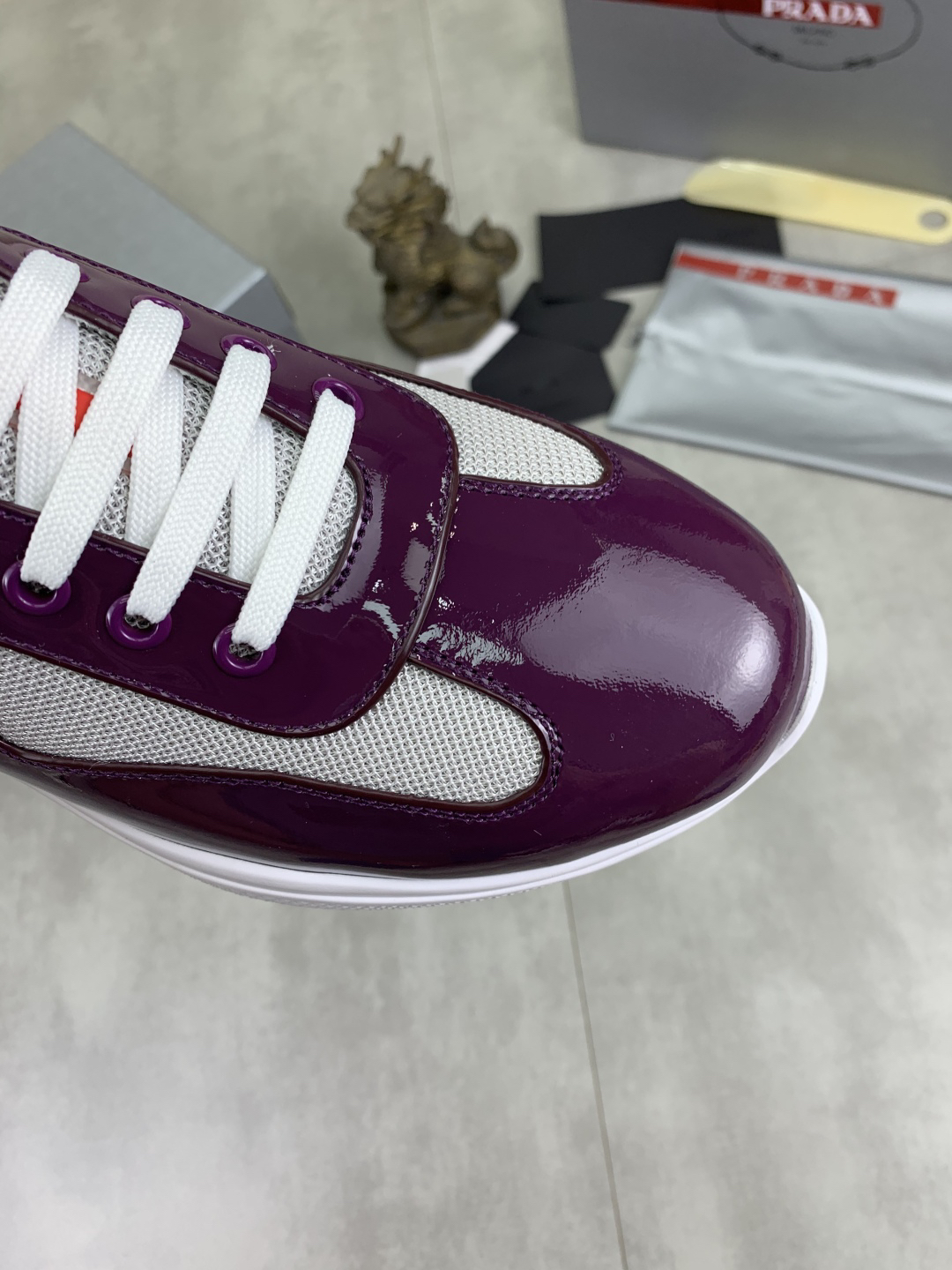 Prada Mesh Leather Sneakers Purple