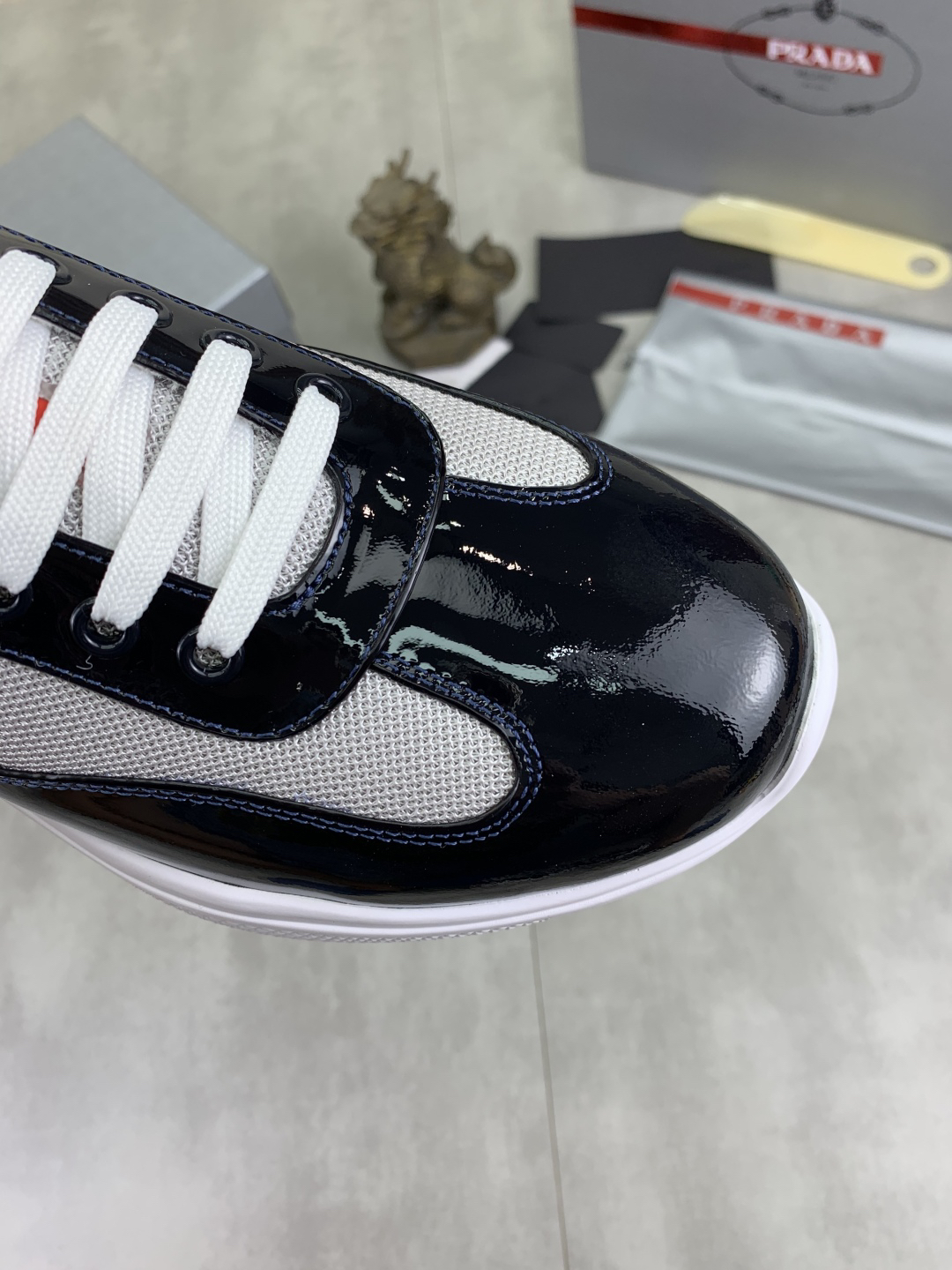 Prada Leather Mesh Sneakers Black