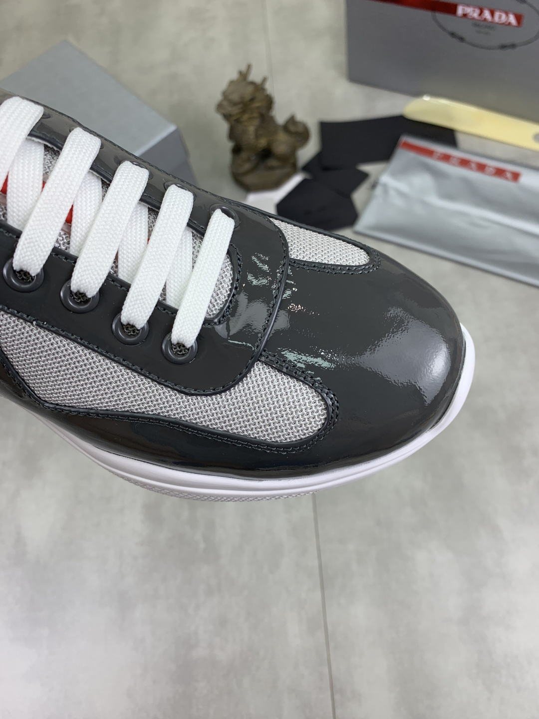 Prada Leather Mesh Sneakers Black