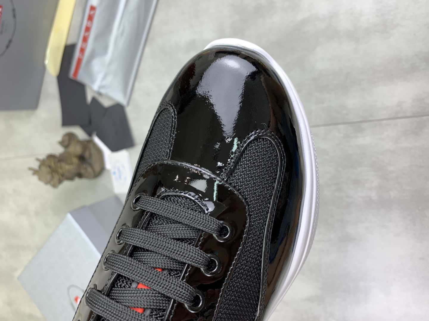 Prada Patent Leather Low-Top Sneakers Black