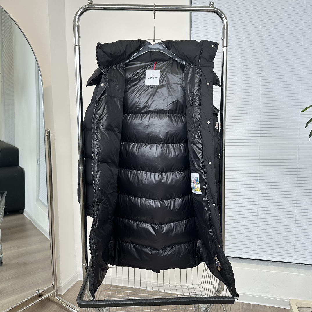 Moncler Hannover Hooded Long Down Coat Black