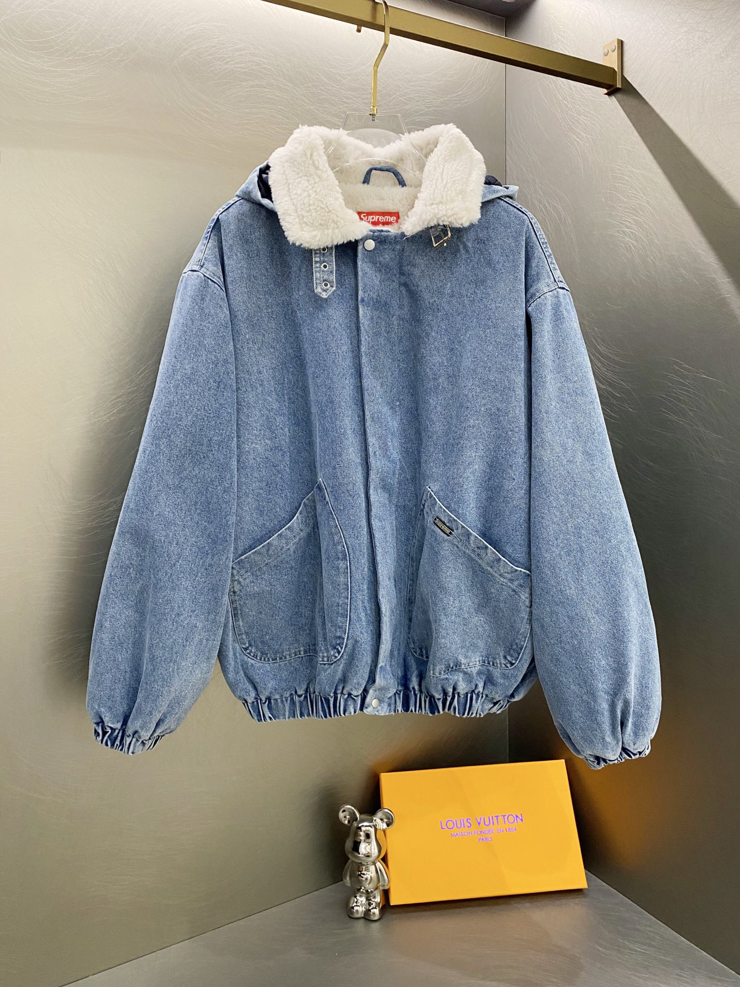 Supreme Faux Shearling Bomber Jacket Black