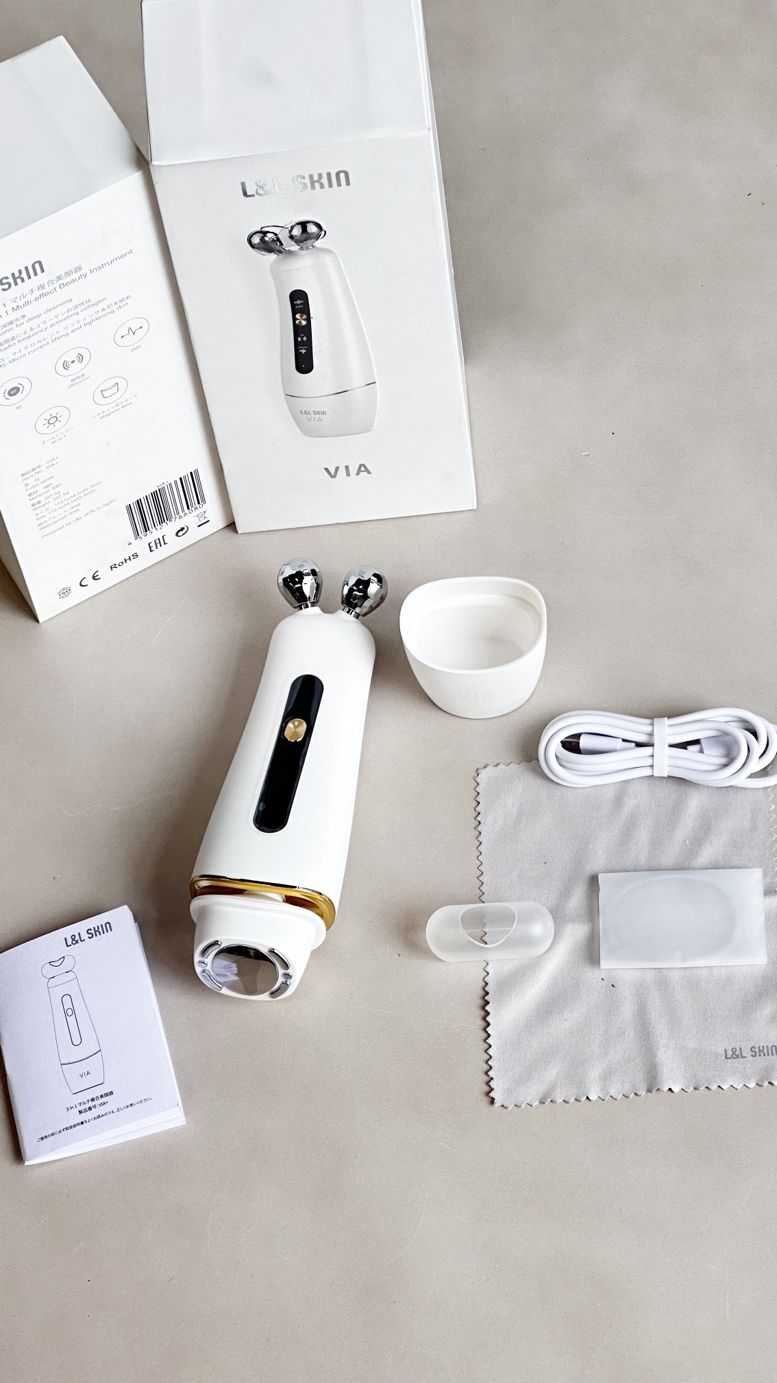 L&L SKIN VIA 3-in-1 RF EMS Facial Device White