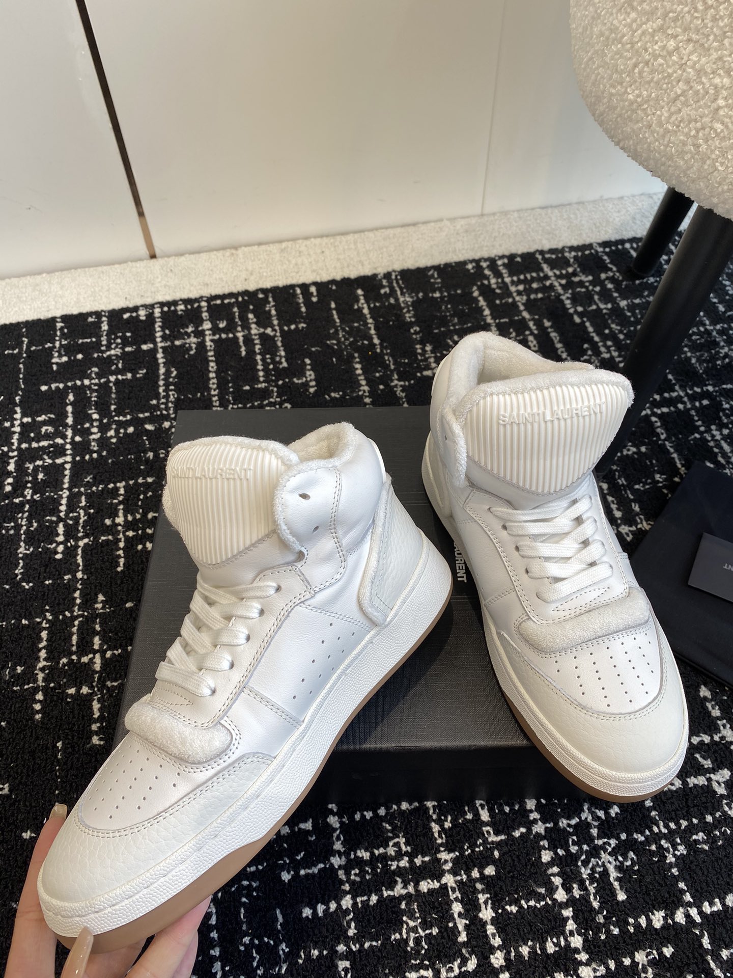 YSL SL80 High-Top Sneakers White