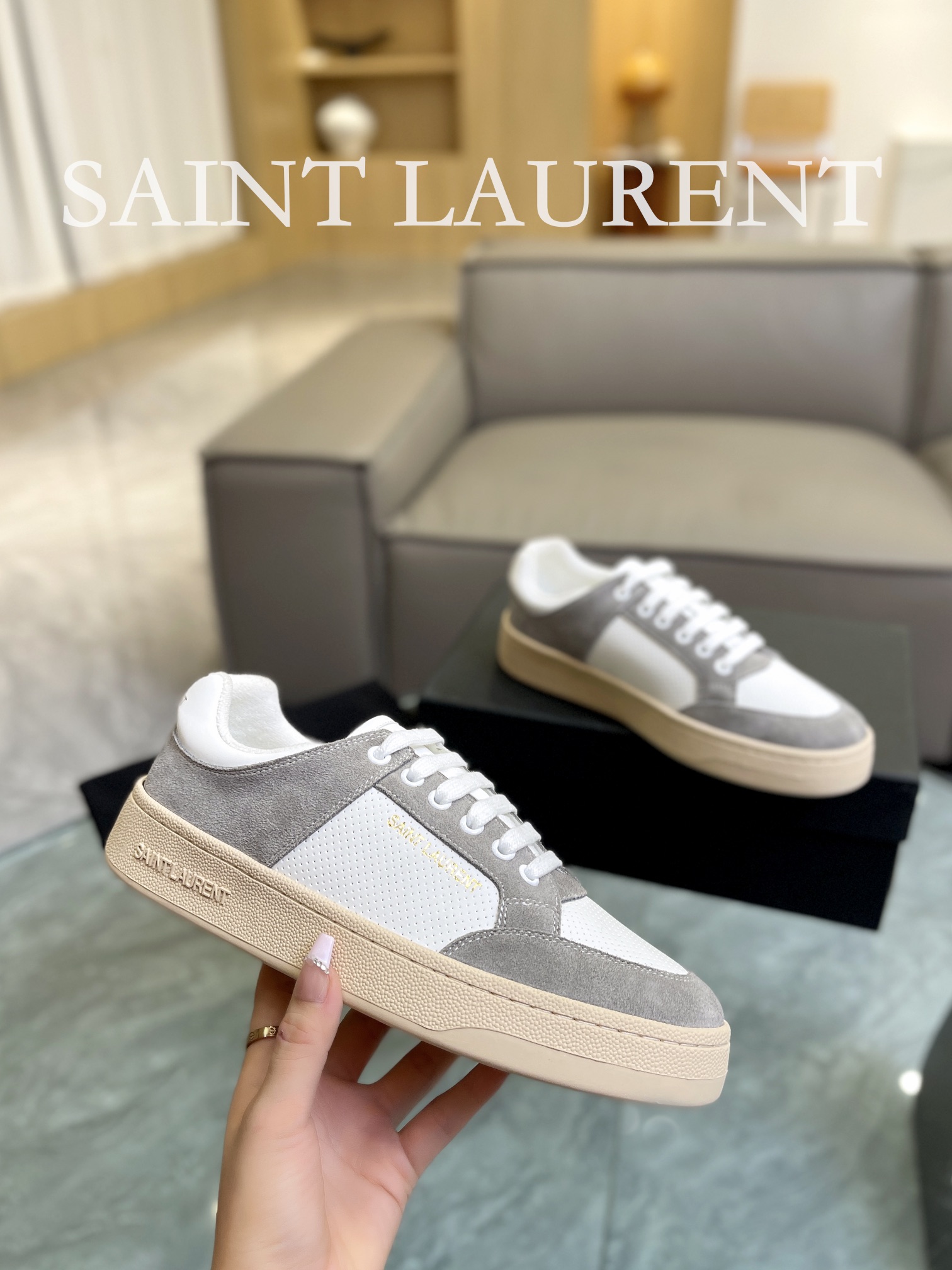 YSL SL61 Low-Top Sneakers Grey