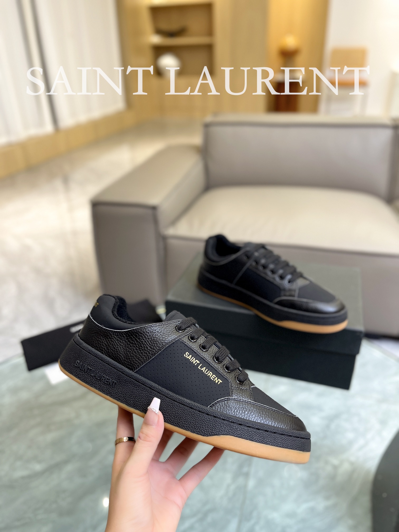 YSL SL61 Leather Sneakers Black