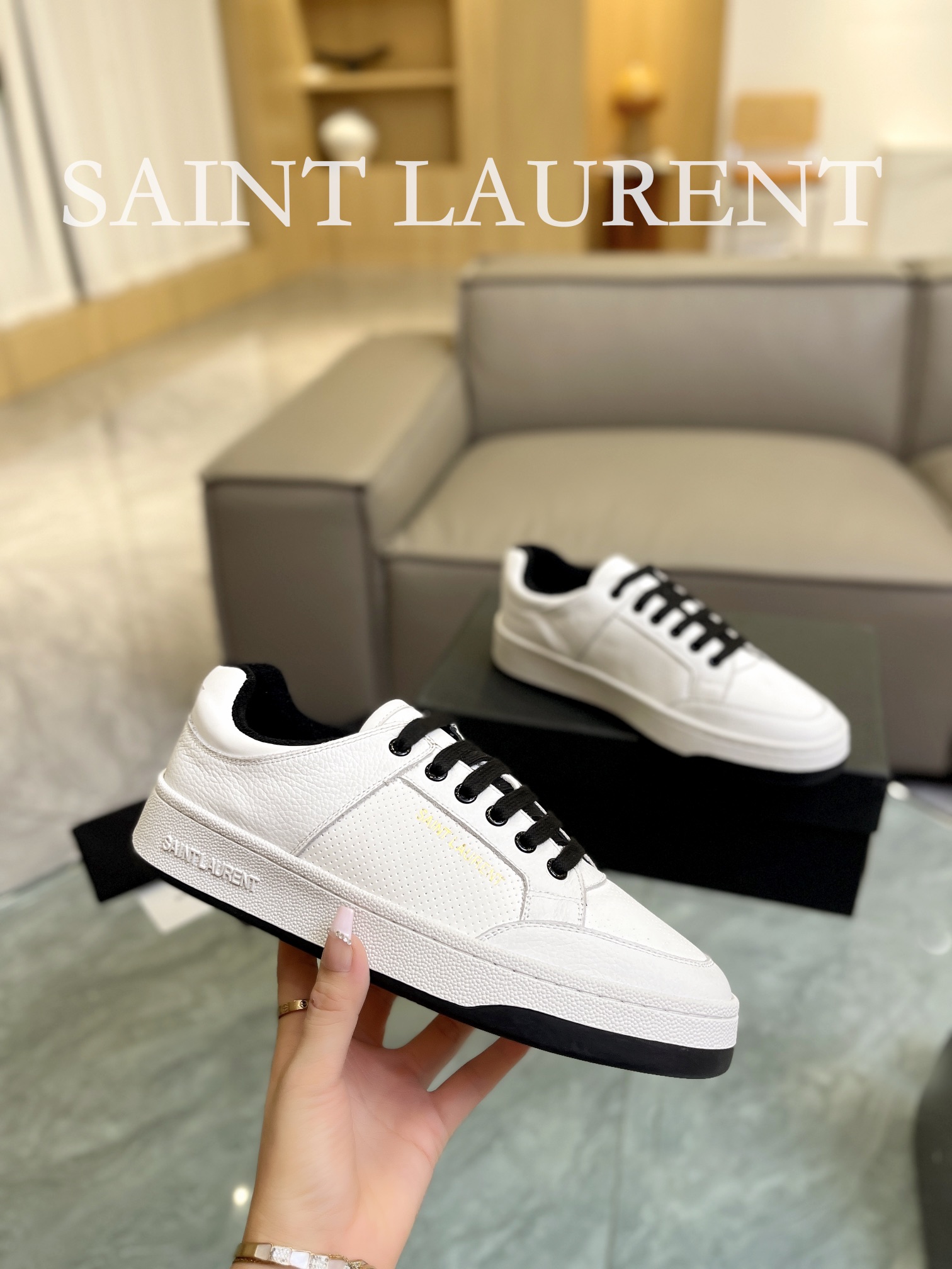YSL SL61 Leather Sneakers White