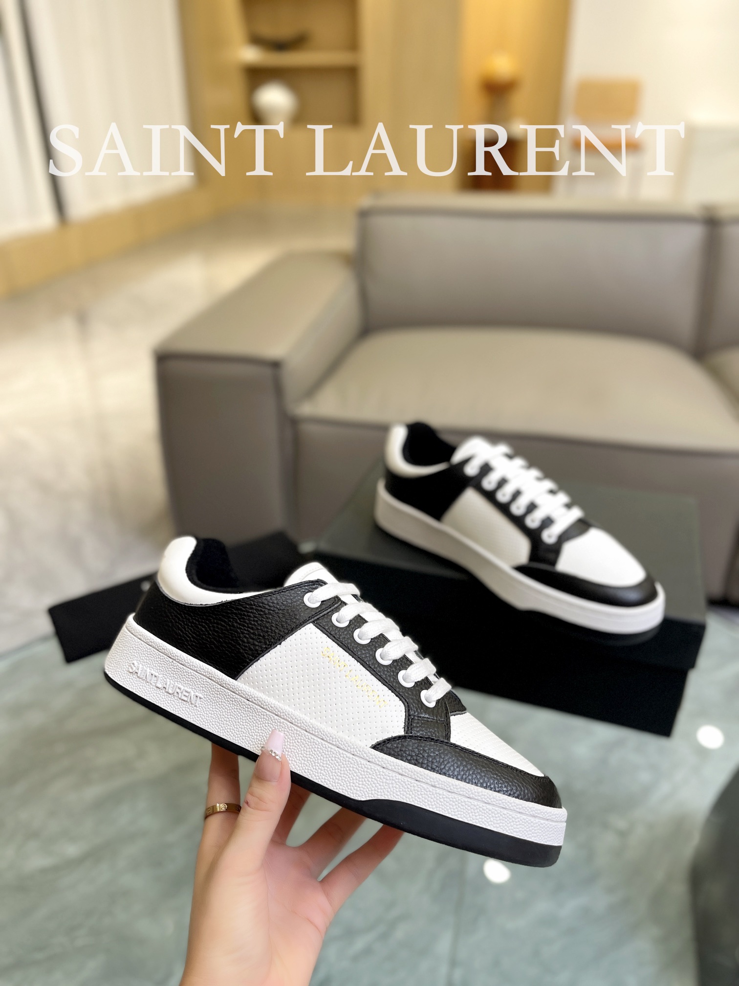 YSL SL61 Low-Top Sneakers Black/White