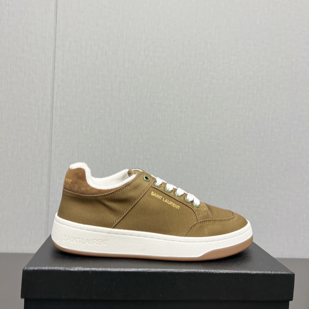 YSL SL61 Canvas Low-Top Sneakers Khaki