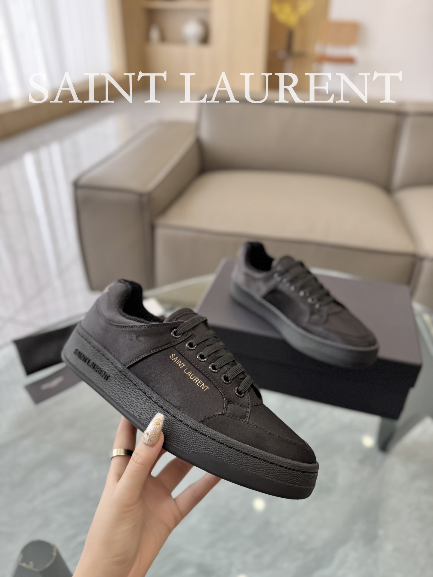 YSL SL61 Leather Sneakers Black