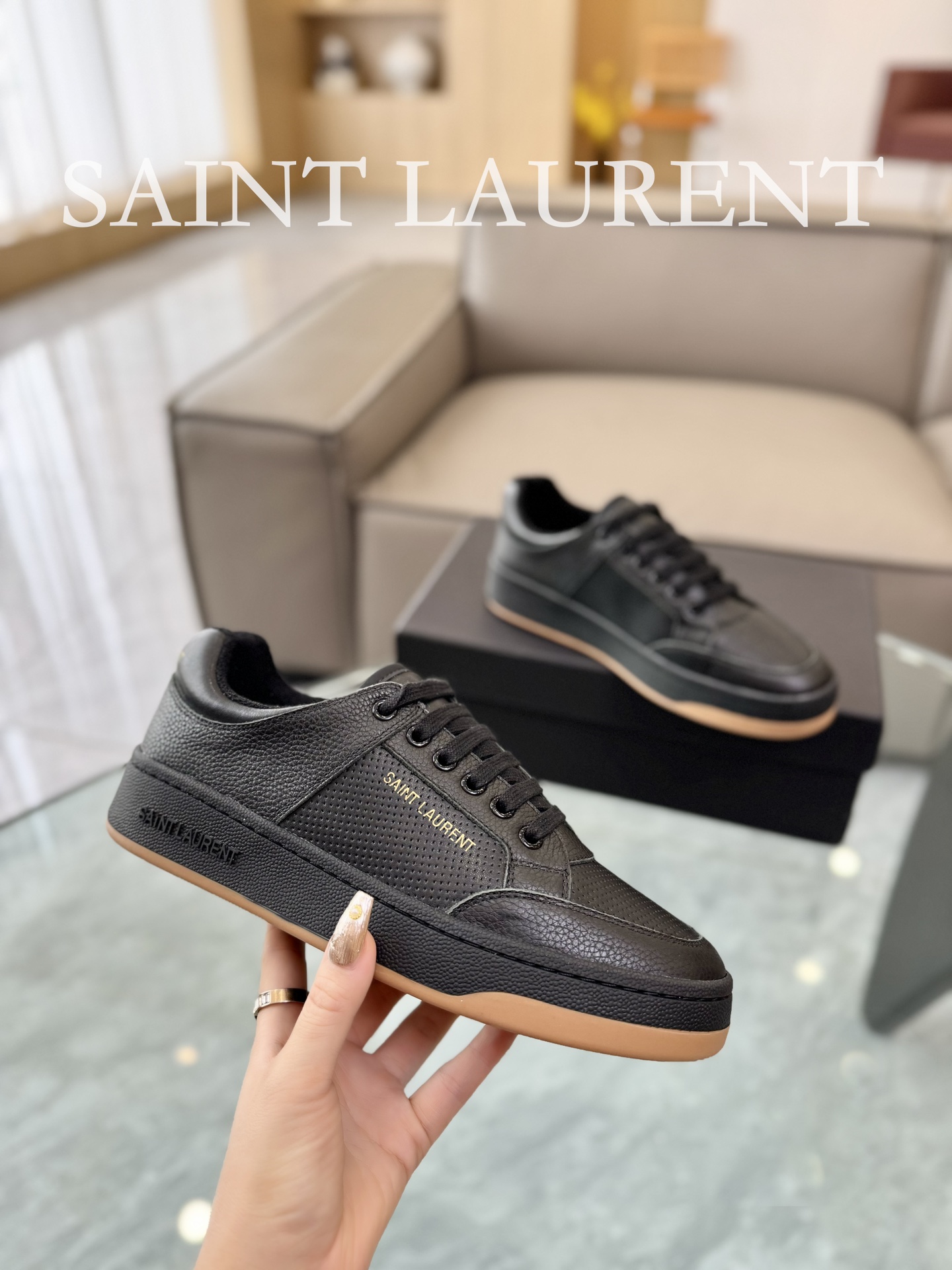 Saint Laurent SL61 Leather Sneakers Black