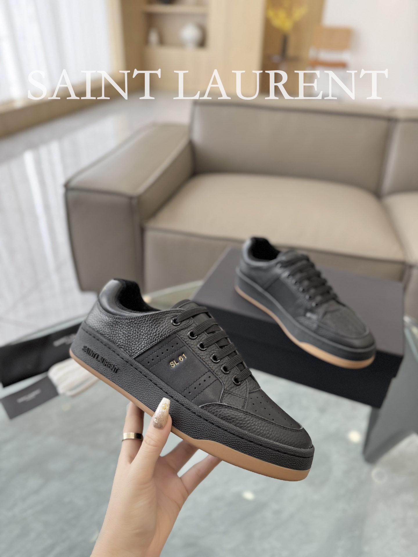 YSL SL61 Leather Sneakers Black